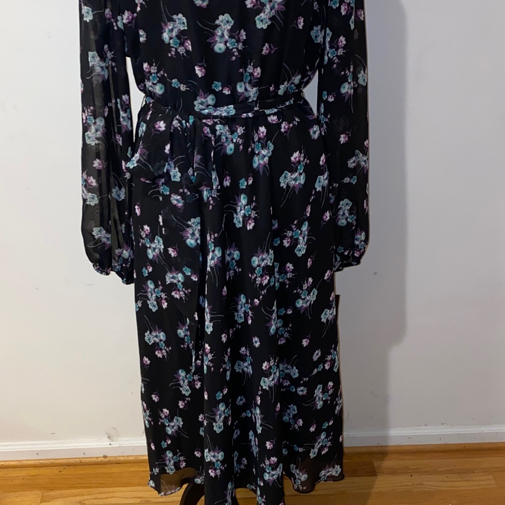 NWT!! Black Label by Evan Picone Long Sleeve Dress with Floral Pattern Size 18 - Picture 9 of 16